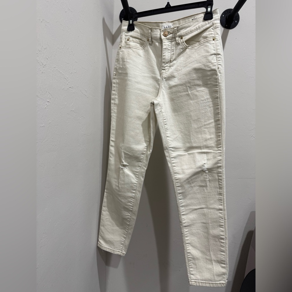 Nicole Miller Soho High Rise Ankle Skinny Jeans in Cream